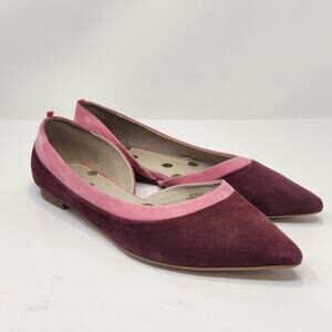Boden Mauve Pink Suede D'Orsay Flats Women Size 41.5 US 9 Slip On Pointed Toe